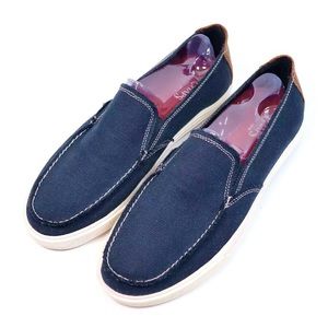 - Chaps Sz 10 Navy Canvas Slip-On Loafers! NEW!